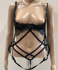 VICTORIA'S SECRET EMBROIDERY FLORAL OPEN-CUP STRAPPY CROTCHLESS PLAYSUIT TEDDY M