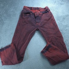 Vintage Levi's 501 Jeans Mens 30x30 Red Black Acid Wash USA Button Fly Tag 33x30