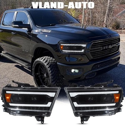 Fits 2019-2024 Dodge Ram 1500 LED Headlights w/Dynamic & Sequential Front Lamps