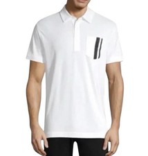 J Lindeberg M Owen Regular Fit Lux Pique Golf Polo - White / Navy Blue - Large