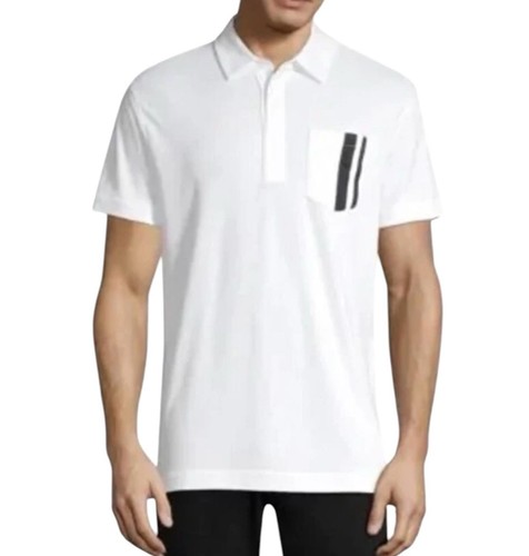 J Lindeberg M Owen Regular Fit Lux Pique Golf Polo - White / Navy Blue - Large