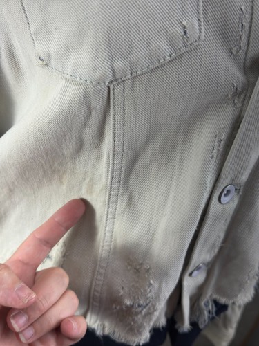 Free People Womens Hoodie Layered Lightwash Denim Jacket M Boho Urban Distressed - Picture 8 of 14