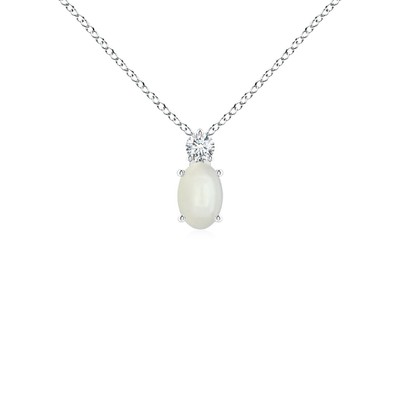 ANGARA 0,44ct Mondstein Anhänger Halskette mit Diamant in Sterlingsilber