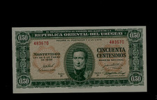 URUGUAY ( 1 ) BANK NOTE  50 CENTESIMOS  L. 12 . 1 . 1939  P 34 UNCIRCULATED