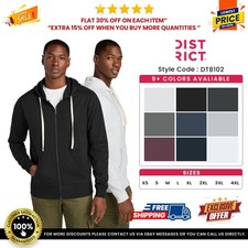 District DT8102 Men's Comfortable Long Sleeve Re Fleece Full Zip Pullover Hoodie