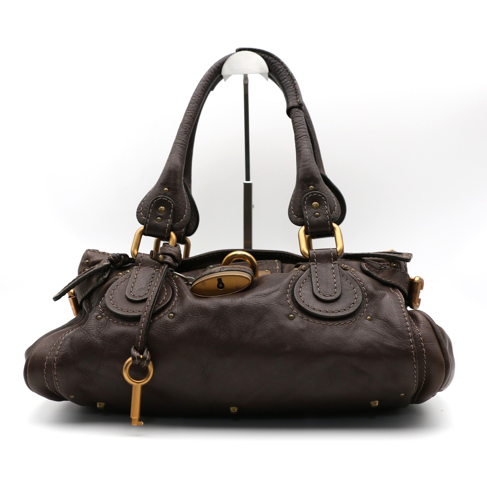 Chloe Paddington Brown Leather Padlock Key Satchel Handbag
