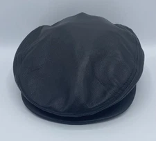 Black Leather Cabby Hat by Capas Headwear NY Small: Lambskin