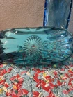 4 Vintage Aqua Blue Glass Anchor Hocking Banana Split Ice Cream Corn Dishes