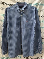 Mens Joules USA Blue Plaid Long Sleeve Classic Fit Button Down Shirt L Large EUC