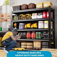3000 lb Heavy Duty Garage Shelving, Double-Layered ,5-Tier Industrial Metal Rack
