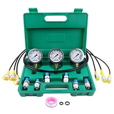 SINOCMP Hydraulik Druckmessgerät Set 25 40 60 MPa mit Schläuchen Koffer