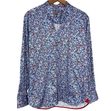 Luchiano Visconti Blue Scroll Print Cotton Long Sleeve Button Down Shirt Size M