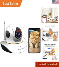 Pet Camera with Laser, 3MP 2.4GHz WiFi Interactive Dog  Cat Laser Toy with N...