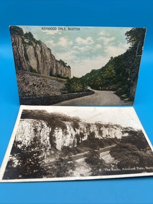 The Rocks, Ashwood Dale, Buxton. 2 Vintage & Rare Karten. RPPC S/W & handkoloriert