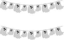 2Pcs Pre-Strung Halloween Ghost Banners