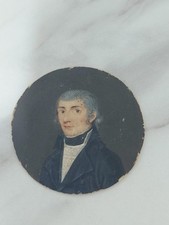 Antico dipinto miniatura ritratto veneziano XVIII secolo gentiluomo - olio su rame