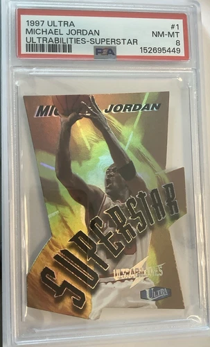 MICHAEL JORDAN PSA 8 1997 ULTRA #1 ULTRABILITIES-SUPERSTAR BULLS
