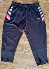 Vintage 90s Adidas Track Pants 3-Stripe Red White Zip Ankle Size XL