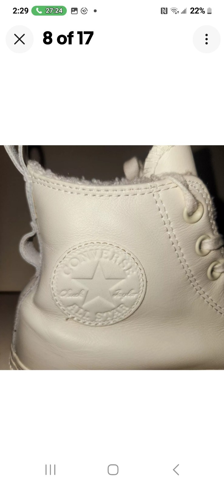 Converse Women Shoes Size 9 High Top Leather White Fuzzy Sneakers AO42476 Chuck  thumbnail 8