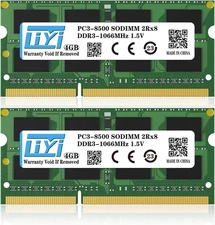 LIYI DDR3 8GB KIT DRAM Modules (2X4Gb) 1066Mhz PC3-8500 PC3-8500S CL7 SODIMM 204