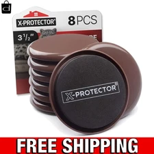 Furniture Sliders for Carpet X-PROTECTOR - 8 PCS Best Heavy Moving Pads 3 1/2"
