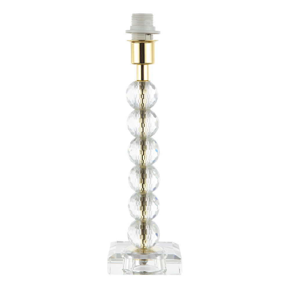 Contemporary Clear Crystal Glass and Gold Table Lamp Base with Faceted Sphere...