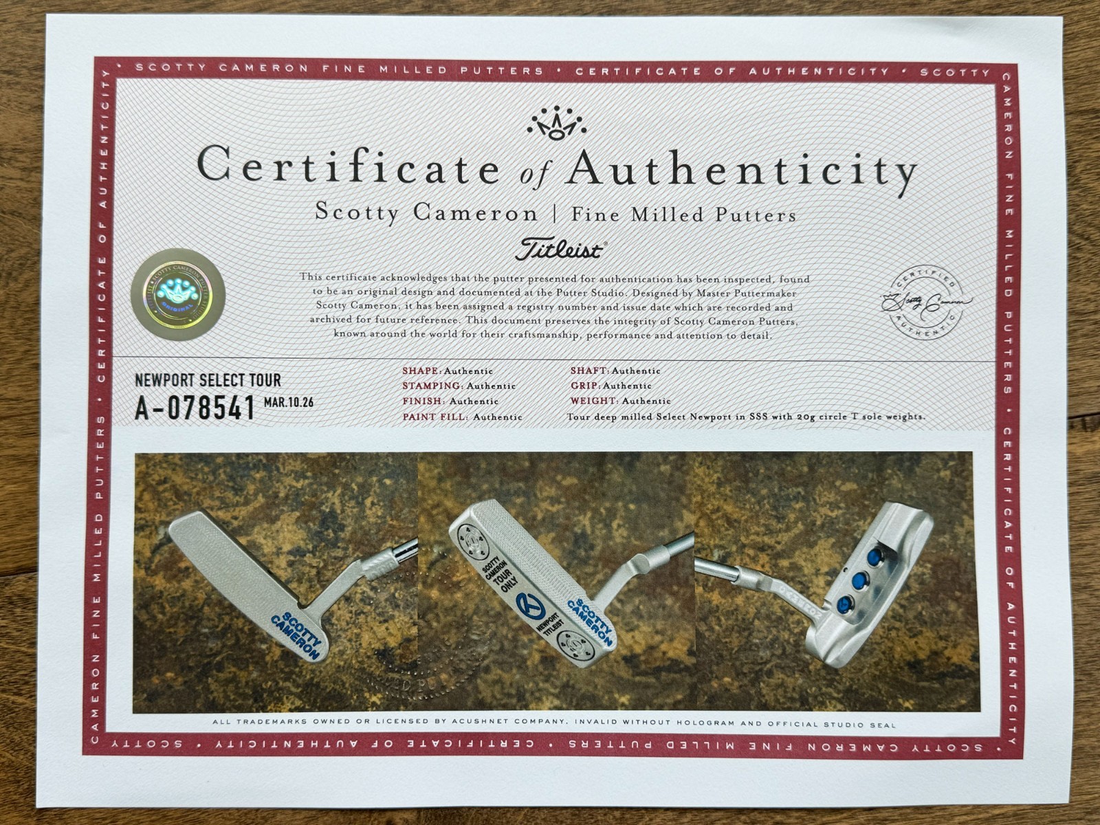 A078541, the certificate in an eBay listing's photos