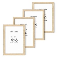 Wood 4x6 Picture Frame - Modern Wood Wall Art 4x6 in Beige Oak Set of 04