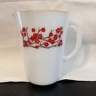 Serving Pitcher Termocrisa Mexico Milk Glass Red Flowers Vintage