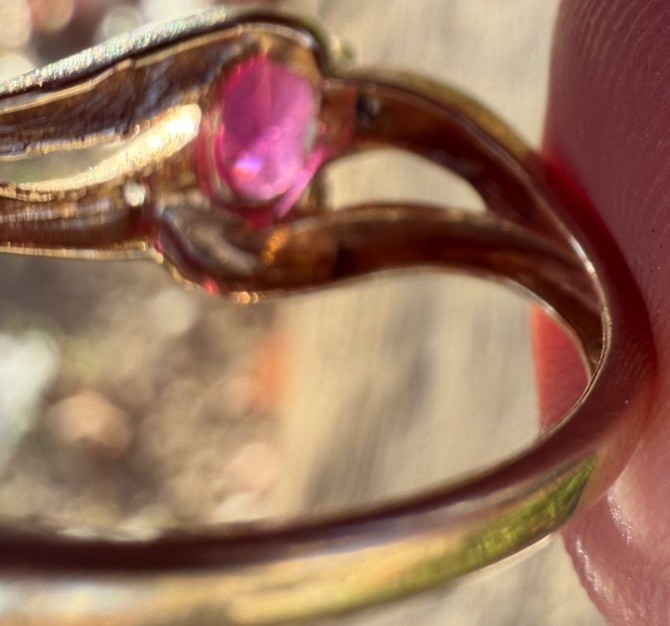 10K Lab Created Ruby Bypass Ring With Diamonds - image 5