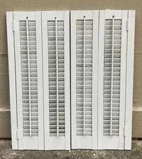 31" Tall x 27" Wide Wood Interior Louver Plantation Window Shutters VTG