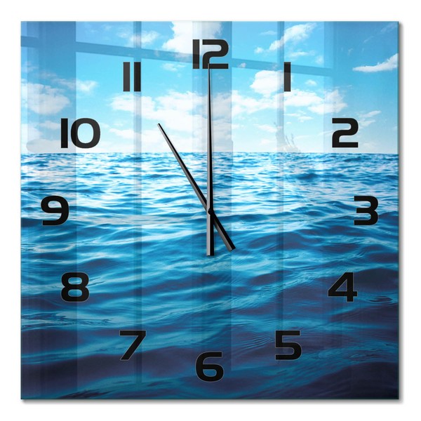 Dekorative Wanduhr Mit Leisem Uhrwerk Meerwasser Schwarze Zeiger 60X60 Cm-image