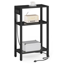 Narrow Side Table with Charging Station,Small End Table with USB Ports and Ou...