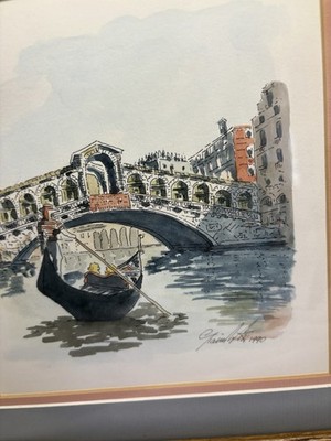 Watercolor of The Rialto Bridge Venice Italy