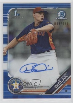 2019 Bowman Chrome Prospects Blue Refractor 48/150 Brandon Bielak Auto 06z2