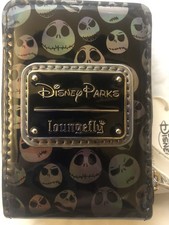 New Disney Parks Loungefly Jack Skellington Faces Accordion Card Holder Wallet