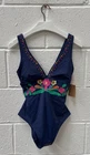 Boden One Piece Swimsuit Embroidered Floral Size 6R Navy 1 RVB001 SIZE 6 Q38