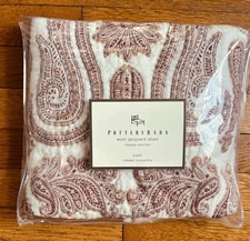 Pottery Barn Burgundy Wool Jacquard Paisley Euro Pillow Sham New With Tag