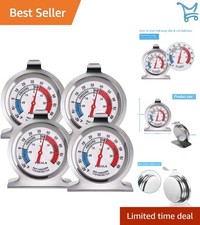 4 Pack Refrigerator Thermometers Analog Large Dial Freezer Cooler -30-30 C