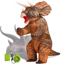 wylksylk Triceratops Costumes for Adults,Dinosaur 65 to 78 person, Brown
