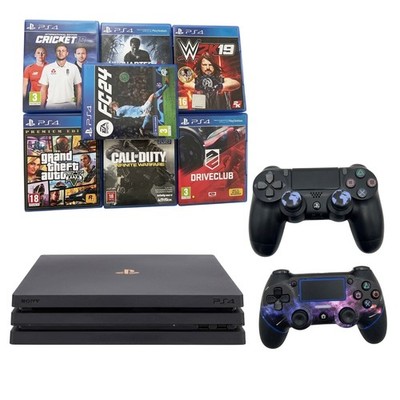 Sony PS4 Pro 1TB Konsole CUH-7215B Leise + 7 Spiele GTA V FC24 Uncharted