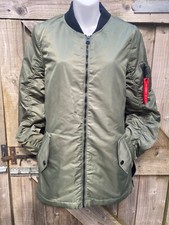 New Madden Girl Army Green /orange Lining Zip-up Anorak With Pockets-medium Uk12