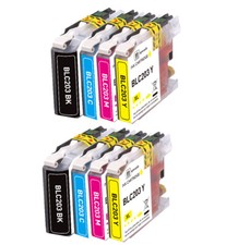 8PK New Ink Set  chip fits Brother LC203 MFC-J460DW MFC-J480DW MFC-J485DW