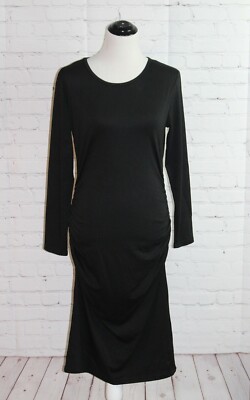 NWOT Glory Star Long Sleeve Ruched Sides Dress Black Sz Large 