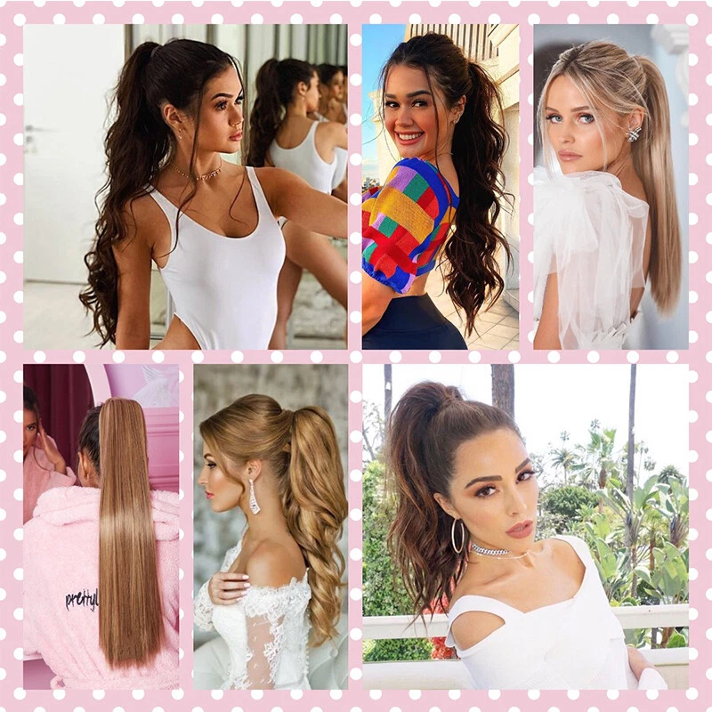 100% Thick Ponytail Hairpiece Claw Clip Long Wavy Curly Pony Tail Hair Extension - Image 2 of 4