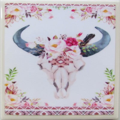 Set of 1 - Ceramic Tile Drink Coaster - BOHO Art  (Buy 3 Get 1 Free)  4 D