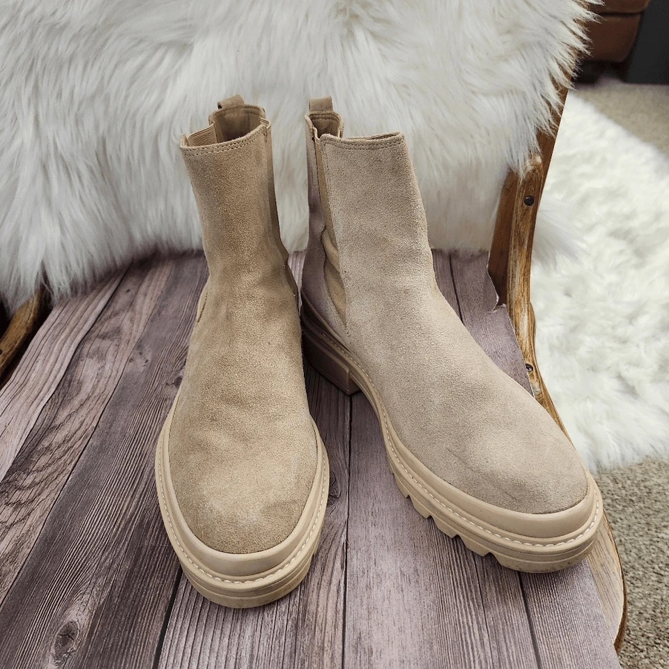 Женские замшевые кожаные сапоги Bernardo Dove цвет челси песочный желтовато-коричневый без застежек размер 11 - Изображение 2 из 4