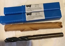 2 Twist Drill Bits 17/32" HSS #250B15 - 118 Degree 3Flat 1/2" Shank Black & Gold