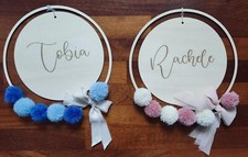 Fiocco nascita in legno personalizzato, decorazione per cameretta bimbo bimba