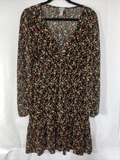 ASOS Long Sleeve V Neck Floral Knee Length Dress Women's size 8 Cowboy Wedding